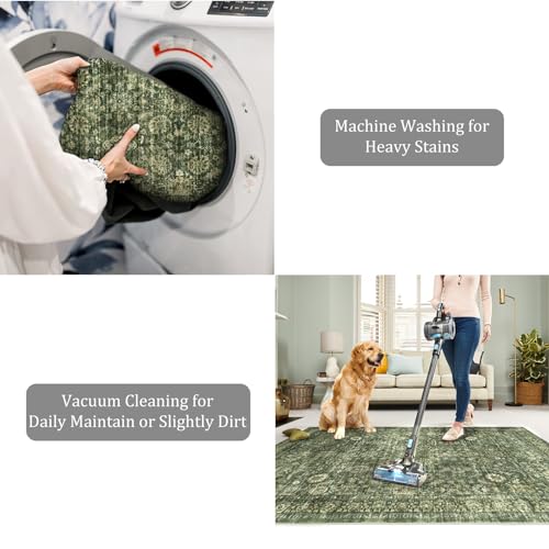 3x5 Area Rugs for Entryway, Washable Bedroom Rug, Grayish Green