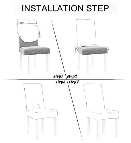 Obstal Black Stretch Spandex Dining Room Chair Covers ?Set of 4 Universal Removable Washable Chair Seat Slipcovers Protector for Kitchen, Ceremony, Wedding, Banquet, Hotel and Party