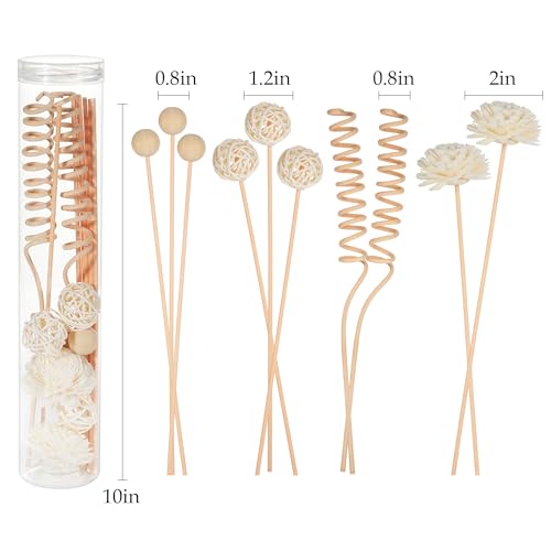 Reed Diffuser Stick,WUTAOBON 10Pcs 10Inch Natural Rattan Flower Reed Fragrance Diffuser Set, Fragrance Diffuser Replacement Rattan Sticks Home Decor (Primary Color)