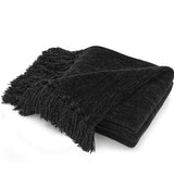 RECYCO Chenille Throw Blanket for Couch, 60"x80", Black