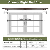 Double Curtain Rods 36 to 72 Inches with Solid Aluminum Alloy Brackets, 1 Inch Adjustable Drapery Rod, Heavy Duty Dual Curtains Rod for Window, Sliding Door, Bedroom Decoration, Matte Brown