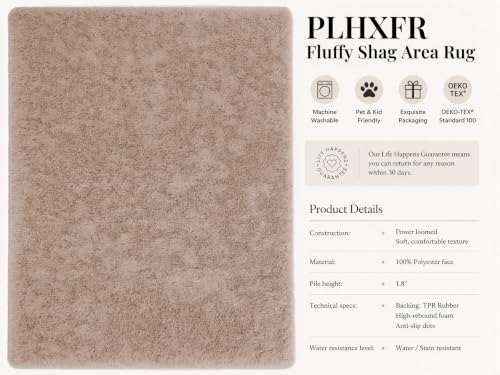 4x6 Area Rugs Living Room: Fluffy Bedroom Rug Shag Carpet Camel
