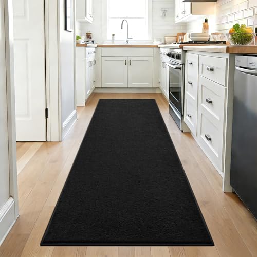 ISEAU 2x8 Soft Runner Rug for Hallway, Washable and Non-Slip, Black