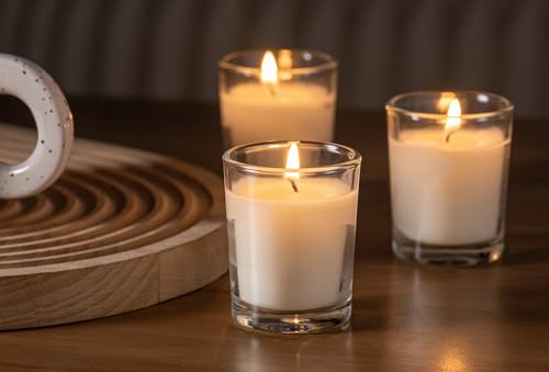 Housecret 24 Pack Warm White Unscented Clear Glass Filled Votive Candles