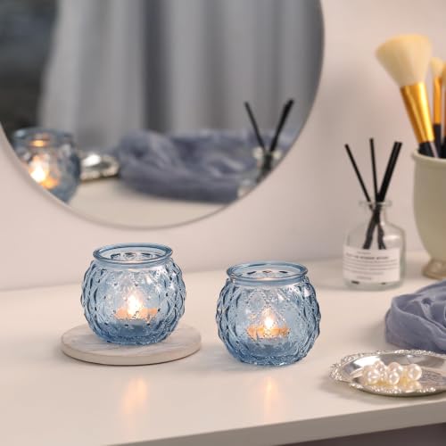 8 Pcs Blue Votive Candle Holders2.95"x2.56" Tealight Candle Holder
