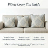 Jillien Harbor “The Naples” Floral Block Print Pillow Cover – Grey and White Blue Decorative Throw Pillow Cover – Grandmillennial Home Decor, 20" x 20"