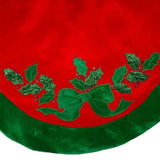 Kurt Adler 48-Inch Velvet Red with Green Leaves Applique Treeskirt