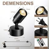 1 Pack Dimmable Spot Lights Indoor, Uplighting Indoor Spotlight with Timer and Remote, 3000K/4000K/5000K Adjustable LED Up Lights, Spot Lights Indoor Accent Uplighting for Plants