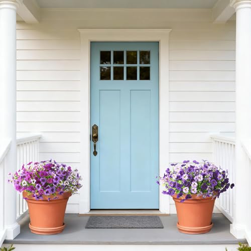 INQCMY Fake Artificial Pansy Flowers for Outdoor, Faux Silk Pansies Flower 12 Pcs Spring Summer Decoration, UV Resistant Fake Plants for Outside Planter Porch Yard Patio Home Decor(Double Purple)
