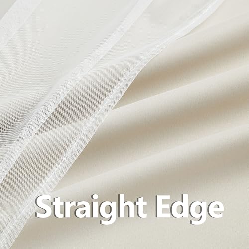 Bujasso Beige 80% Blackout Curtains with Sheer Overlay Mix and Match Double Layer Thermal Insulated Window Panels 84 inch for Living Room Bedroom Beige Drapes with Tiebacks Grommet Top 54" Wx84 Lx2