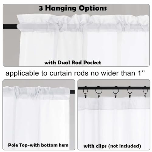 LIVEKID White Sheer Curtains 84 Inches Long 2 Panels - Light Filtering Breathable Voile Textured Sheer Curtains for Bedroom/Living Room, Rod Pocket Soft Elagant & Airy Solid Drapes, W42 x L84