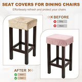 uxcell 1 Pcs Seat Covers for Dining Chairs, Bar Stool Covers Stretch Chair Seat Protector Waterproof Saddle Stools Slipcover with Elastic Band for Kitchen Bar, Diagonal Weave Sand