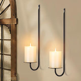 Candle Sconces Set of 2, 16.5 Inch Taper & Pillar Wall Candle Holder, Black Wall Sconces Set of Two, Decor for Entryway, Stair Corner, Living Room, Gifts for Men Women Mom or Dad