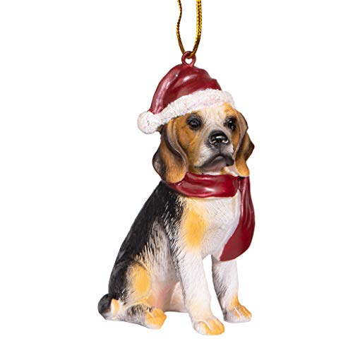 Design Toscano Beagle Holiday Dog Christmas Tree Ornament Xmas Decorations, 3 Inch, Full Color