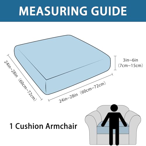 Couch Cushion Cover Leather-Look 1PC Stretch Chair Seat Slipcover for Living Room Individual Armchair Seat Cushion Cover, Pet-Friendly, Non-Slip, Easy Fit - Brown