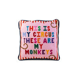 FURBISH Handmade Needlepoint Decorative Throw Pillow - My Circus - 11"x11" - Small Embroidered Designer Pillow for Living Room, Couch, Sofa, Chair & Bed - Eclectic Home Decor