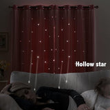 indistar Star Cutout Kids Window Blackout Curtains for Girl Bedroom Window Room Darkening Curtains & Drapes Baby Nursery Curtains (2 Panel,52Wx63L inch,Pink)