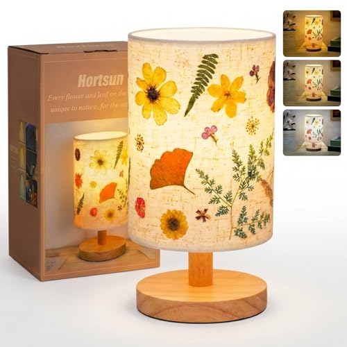 Pressed Flower Vintage Table Lamp, Cottagecore Boho Rustic Night Light, Decorative Small Lamp Gift Box Set for Bedroom Living Room Office, Gift for Women on Mother's Day (Modern Style)