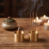 Thinp 2 Pcs Brass Incense Cone Holder, Copper Incense Stick Holders with 9 Holes Small Incenses Burner Holder for Sticks-Incense Stand Base for Yoga Spa Room Home Office (0.8" Dia, 0.6" Tall)