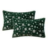 MIULEE Christmas Decorations Pillow Covers 12x20 Green Silver Snowflake