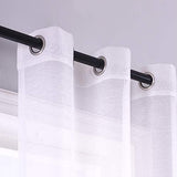 White Sheer Curtains 84 Inches Long Set 2 Panels Grommet Pair Faux Linen Semi Transparent Drape Tulle Gauze Voile Window Sheer Curtains for Bedroom Living Room Dining Wide 52 Length Solid Pack