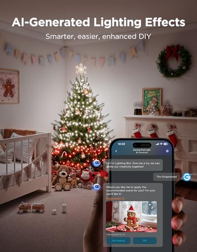 Govee Christmas Sparkle String Lights 99ft, RGBWIC String Lights with 375 Bullet-Head LEDs, App-Controlled, 140+ Scene Modes, 3D Shape Mapping, Works with SmartThings, Indoor Holiday Decorations