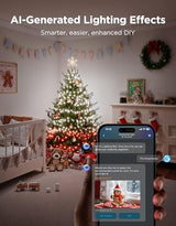 Govee Christmas Sparkle String Lights 99ft, RGBWIC String Lights with 375 Bullet-Head LEDs, App-Controlled, 140+ Scene Modes, 3D Shape Mapping, Works with SmartThings, Indoor Holiday Decorations