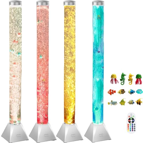 4FT Silver Sensory Bubble Tube Floor Lamp - Simulated Aquarium Relaxing Mood Light for Sensory Rooms, Home, Office | Perfect Christmas, Birthday Gift for Kids, Adults, Autism Therapy