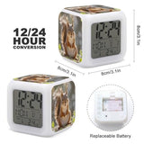 Squirrel Funny Animal Digital Alarm Clock for Heavy Sleepers Small Wake Up Digital Clock with Date Temperature 7 Colors Changing Desk Clock for Bedroom Bedside Nightstand