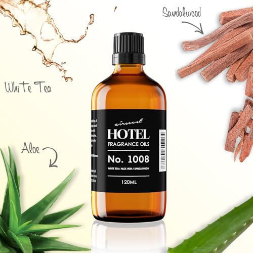 AirScent Hotel Diffuser Oil No. 1008 - White Tea, Aloe Sandalwood - 30 mL | Hotel Scent Dupe - Premium Fragrance Oil for Ultrasonic and Waterless Diffusers and Crafting - 1 fl oz Dropper Bottle