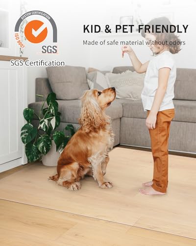 Clear Floor Mat for Home, 4'×6' Large Non-Slip Plastic Rug for Under Kitchen Table, Durable Waterproof Vinyl Area Mat for Spills, Dog Accident, Anti-Scratch Floor Protector for Living Room