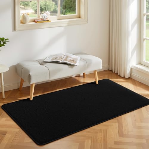 Modern Hallway Runner Rug, 2x4 Black Washable Non Slip Runner Rug