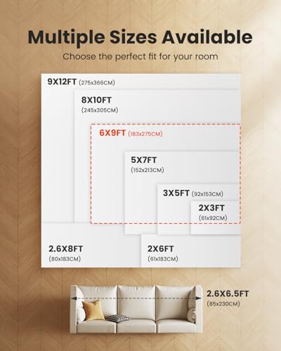 6x9 Area Rug Living Room, Modern Abstract Washable Indoor Carpet Brown