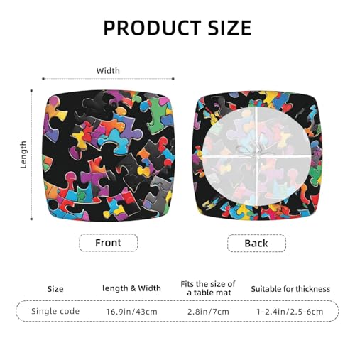 (Autism Awareness Puzzle Pieces Heart) Stretch Seat Covers Set of 4 for Dining Room Chairs Elastic Chair Cushion Slipcovers for Kitchen Office