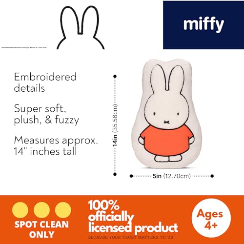 Miffy Bedding Plush Pillow – Soft Plush Throw Pillow for Bedroom Office Decor & Gifts, 14 inch Tall, (100% Officially Licensed Product) by Franco Collectibles