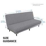 MAXIJIN Jacquard Futon Cover Stretch Armless Futon Sofa Cover Soft Futon Slipcover with Elastic Bottom Thick Sofa Bed Furniture Protector Covers, Machine Washable (Light Gray)