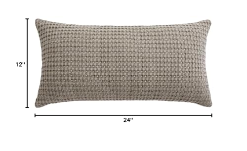 Levtex Home - Mills Waffle Taupe - Decorative Pillow (12 x 24in.) - Waffle - Taupe