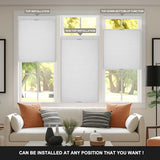 Boolegon No Drill No Tools Cellular Shades Top Down Bottom Up Honeycomb Blinds Blackout Cordless Window Blinds Easy to Install Cellular Shade for Windows,Blackout-White,34.5" W x 64" H..