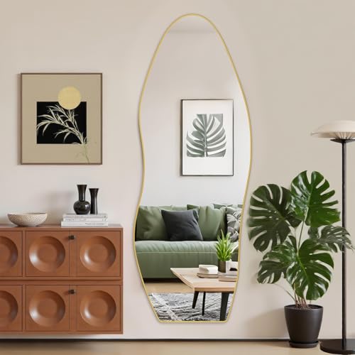 Antok Full Length Mirror, Floor Mirror with Stand, Standing Hanging Leaning Irregular Mirrors for Bedroom Living Room Entryway