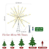 15 Inch Christmas Tree Star Topper with 150 LED Timer Lights & Remote, 19-Point USB Powered Lighted Silver Starburst Star Tree Topper for Indoor Holiday Party Xmas Tree Decor