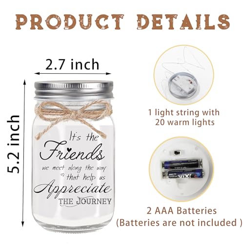 Birthday Gifts for Women Friendship, Mason Jar Night Lights for Friend, Thankgiving Gifts for Women, Suitable for Home Office Table Stands
