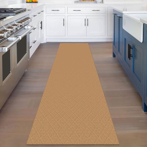 KOZYFLY Washable Runner Rug, 2x8 Ft, Warm Tan