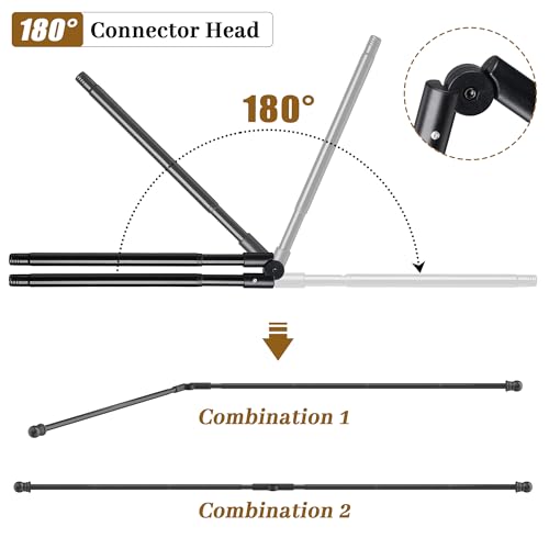 Corner Curtain Rod for Windows 30 to 136 Inches, L-shaped Curved Heavy Duty Corner Window Curtain Rods, Adjustable Renter Friendly 1 Inch Black Drapery Rods for Bedroom Living Room