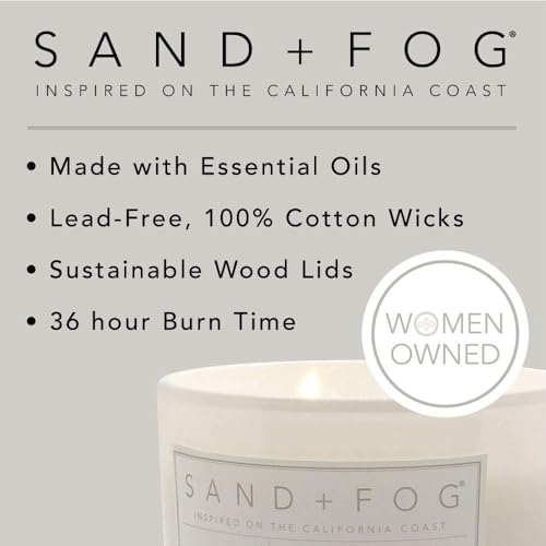 Sand + Fog Scented Candle - Winter White – Additional Scents and Sizes – 100% Cotton Lead-Free Wick - Luxury Air Freshening Jar Candles - Perfect Home Decor – 12oz