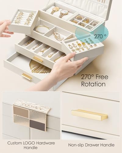 VLANDO 4 Layers Jewelry Box - Women Jewelry Box with Retractable Tray - Jewelry Organizer wit – lifestyle view