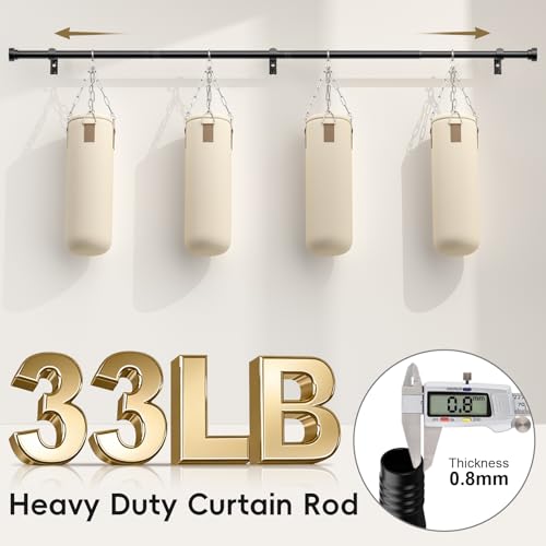 HEI!DEAR Black Adjustable Curtain Rods for Windows:48-84 Inch,1 Inch Heavy Duty Curtain Rod for Bedroom Living Room,Matte Black Iron Easy Install Modern Decorative Window Treatment Single Rods,30-84"