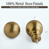 Warm Gold Curtain Rods for Windows 72 to144 Inch Brass Extra Long Heavy Duty Adjustable single 1" Diameter with vintage Brushed Bronze Metal Finials Antique for Living Room Bedroom Farmhouse Kitchen