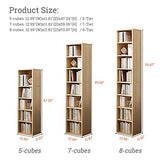 IOTXY Small Narrow Corner Bookcase - 71 Inches Tall Gap Freestanding Storage Cabinet, 8 Lattices Open Shelves Tower Rack, Cubes Bookshelf in White