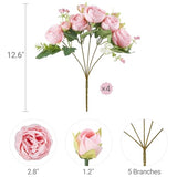 Mkono Peonies Artificial Flowers, Small Silk Flowers for Home Decor Indoor Fake Bouquet Faux Floral Arrangements Dining Table Centerpieces for Kitchen Party Decor Pink
