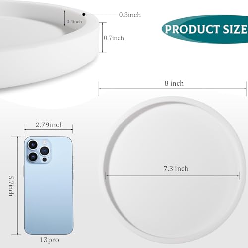 Silicone Bathroom Tray Coffee Table Decor Perfume Organizer, 8" White